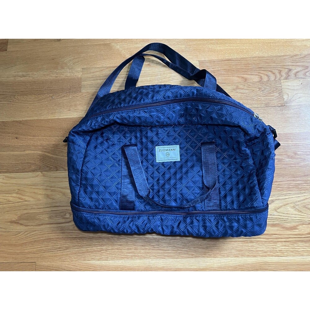 ZUOMANNI Blue Quilted 20" Travel Duffel Bag Soft Carry On Womens Gym Weekender